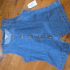 Time and Tru Blue Denim Sleeveless Vest